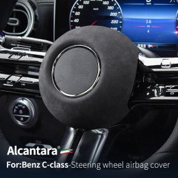 Car steering wheel horn cover Alcantara suede For Mercedes Benz new C-class W206 S206 X206 C260L C200L car sticker accessories