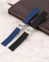 18202224mm BlackBlue Waterproof Silicone Band Rubber Watches Strap Diver Replacement Bracelet Belt Spring Bars Straight End8083439