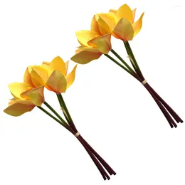 Decorative Flowers 2 Pcs Artificial Flower Bouquet Orchid Home Accessories Simulation Decors Twig Bundles