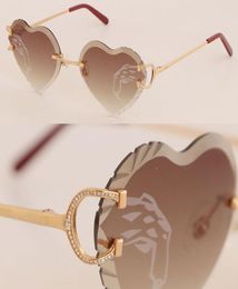 New Leopard print Lens Sunglasses Women Frame Abnormal trend Rimless Luxury Moissanite Diamond Cut Men Design glasses Outdoors Mir1210297