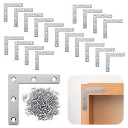 20Pcs Flat Corner Braces Shelf Angle Brackets With Screws Metal Repair Mending Plates Joint Corner Connectors For Furniture