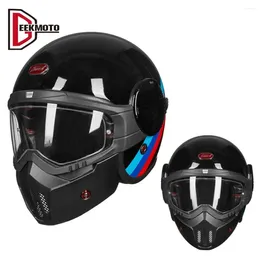 Motorcycle Helmets Helmet DOT Approved Retro Modular Scooter Flip Up Open Full Face Casco Vintage Capacete Cycling