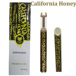 California Honey 1.0ml Disposable Vape Pens Vaporizer Black Gold Empty E Cigarette 400mAh Rechargeable Battery USB Charger for Thick Oil USA STOCK Packaging Bag