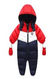 Baby Boy Winter Down Snowsuit Newborn Thick Outerwear Rompers Fleece Liner Baby Snow Wear Hooded Jumpsuit Children Clothes 203671053