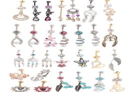 wholes 20pcs mix style belly button ring body piercing dangle navel ring Beach jewelry7656985