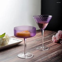 Wine Glasses Crystal Goblet Cup Purple Light Luxury Cocktail Glass Handmade Champagne Retro Ice Cream Dessert