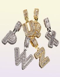 Baguette Letters Necklaces Pendant Custom Name Charm Gold Silver Rose Gold Fashiom Hip Hop Initials Jewellery Whos with 3m9652789