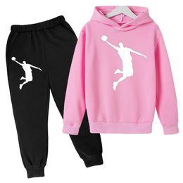 New Kids Hoodie Basketball Wear Brand Clothing Girls Boys Baby 3-13Y Top/Pants 2P Outdoor Game Training Party Jogging Casual Set