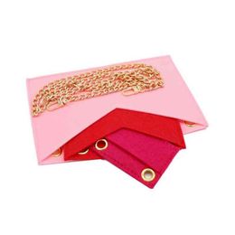 Cosmetic Bag Felt Organiser Handbag Kirigami Insert of 3 with Golden Chain Crossbody Pochette Envelope 1207228Q