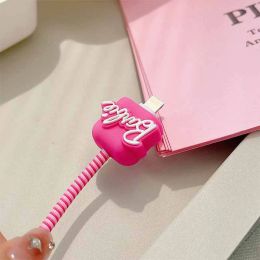 Kawaii Barbie Data Cable Protective Cover Cute Pink Iphone 20W Fast Charging Data Cable Anti Break Housing Phone Accessories