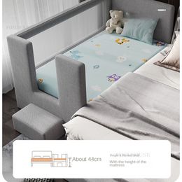 Modern Solid Wood Child Bed for Baby Room Widened Soft-covered Children Beds with Mesh Breathable Creative Kids Bed for Sofa Bed