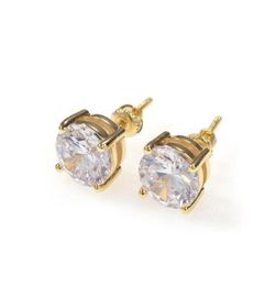 Mens Hip Hop Stud Earrings Jewellery High Quality Fashion Round Gold Silver Simulated Diamond Earring For Men9701271