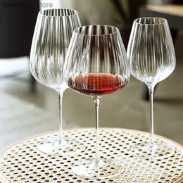 Wine Glasses 2PCS Set Red Wine lasses Transparent Ripple Stripe Crystal lass cup Household oblet Creative Champane lass Luxury Drinkware L49