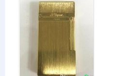 ST Ligne 2 Lighter Classic Brushed Metal Ping Sound Flame Lighter Gold7634010