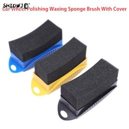 Multi-Functional Car Tyre Polishing Waxing Sponge Brush With Cover Washing Tire Contour Dressing Pads Detail Accessory