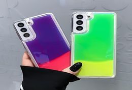 Luminous Neon Sand Cases For Samsung Galaxy S23 S22 ULTRA Note20 S21 S20 FE Plus A52 A22 A51 Glow In The Dark Liquid Glitter Quick9311106