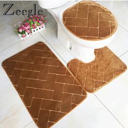 Bath Mats Zeegle 3D Embossing Bathroom Set Toilet Mat Carpet Shower Rugs Closestool Pedestal Rug Solid Lid Cover