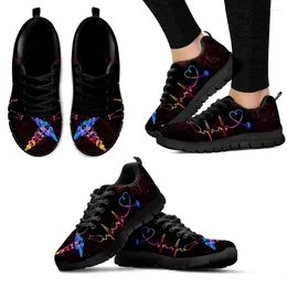 Casual Shoes INSTANTARTS Colorful Girl Love Pattern Women Lace Up Sneaker Fashion Tie Dye Printing Flat For Ladies Zapatillas