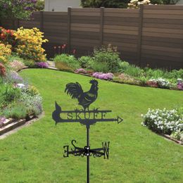 Rooster Cock Weathervane Silhouette Art Black Metal Chicke Wind Vanes Outdoors Decorations Garden for Roof Yard Building