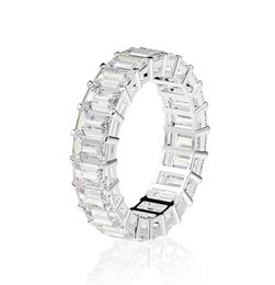 Eternity Emerald Cut Lab Diamond Ring 925 Sterling Silver Engagement Wedding Rings For Women Jewellery Gift2537005