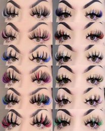 False Eyelashes Mix Colour 25mm Mink Lashes Ombre Colourful Bulk Dramatic y Party Coloured For Cosplay3807498