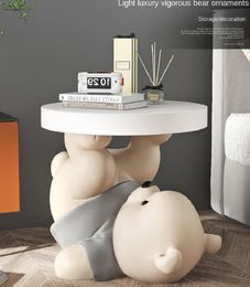 Home Decor Vigorous Bear Statue Side Table Nordic Living Room Animal Coffee Table Sofa Corner Table Room Decor Bedside Cupboard