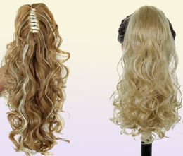 XINRAN Synthetic Fibre Claw Clip Wavy Ponytail Extensions Long Thick Wave Ponytail Extension Clip In Hair Extensions For Women 2101085316168