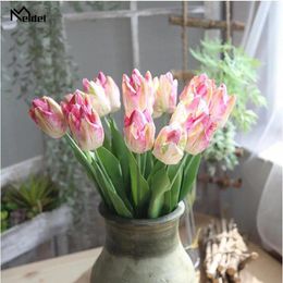 Decorative Flowers 5PCS Artificial Flower Tulips Real Touch Big 3D Printing White Tulip For Home Wedding DIY Flores Fake