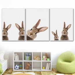 Custom Animal Rabbit Print Family Poster Rabbit Tail Children's Room Wall Art Canvas Painting Wall Picture Baby Room Decoration