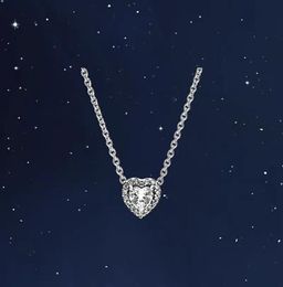 Fashion 925 Sterling Silver Heart Pendant Necklace CZ Diamond Bright Star Chain Item Original Boxed P Men's and Women's Set Gift3075938