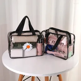 Storage Bags Little Daisy Wash Bag PVC Thick Waterproof Cosmetic Transparent Buggy Small Items Organizing Folders Beach
