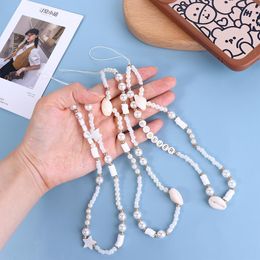 Phone Case Hanging Cord Beaded Rope FOREVER HAPPY Shell Mobile Rope Anti-lost Lanyard Mobile Phone Chains Phone Strap