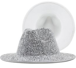 Luxury Diamond Bucket Hat Woman Man Rhinestone Fedora Hats for Women Men Sunhat Sunhats Girl Party Night Performance Cap Bling Fis1800138