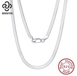 Chains Rinntin 925 Sterling Silver Unique Solid 3mm Flexible Flat Herringbone Neck Chain For Women Men Punk Blade Necklace Jewelry8613821