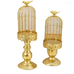 Candle Holders 2PCS Birdcage Holder Metal Iron Art Candlestick Wedding Party Home Tables Centerpieces Decoration