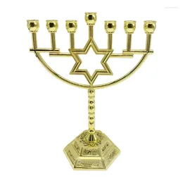Candle Holders Jewish Candlestick Metal Holder 7 Branch Stand Hexagonal Star Traditional Candelabra Menorah Decoration
