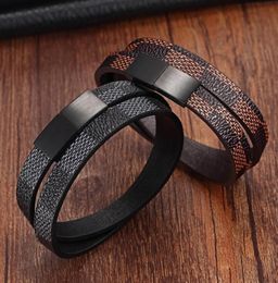 Handmade Cross Wide Cuff Bracelets Stainless Steel Magnetic Genuine Leather Bracelets Men Bracelets Bangles for Women Jewelry6696809