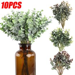 Artificial Eucalyptus Leaves Green Leaf Branches Plastic Fake Plants Leaves Green Stems Home Garden Wedding Table Decorations