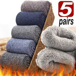 Men's Socks 5Pairs Winter Thicken Wool Merino Women Towel Keep Warm Terry Year Christmas Gift Russia For Man