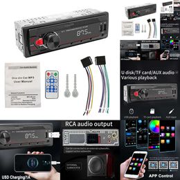 New 2024 Auto Electronics Car Radio Stereo Player Bluetooth 1 DIN Digital Car Mp3 Player 60Wx4 FM Radio Stereo Audio Music Usb/Sd With In Dash AUX Input