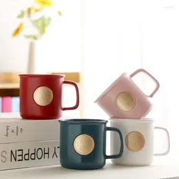 Mugs Enamel Bronze Emblem Mug Creative Personalised Trend Ceramic Cup Coffee Gift Customization