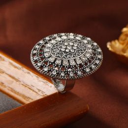 Indian Vintage Alloy Gold Silver Colour Geometric Rings for Women Boho Hollow Flower Stylish Finger Ring Tribal Jewellery Gift