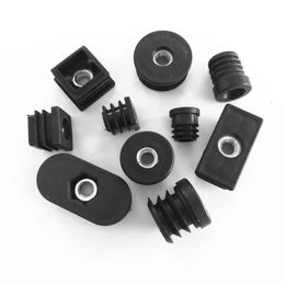 4pcs Square M6 M8 Plastic Pipe Hole Plug with Nut Black Blanking End Cover Chair Leg Cap Protector Furniture Accessorie