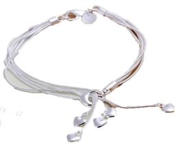 Wholesale-Fashion Charm 925 sterling Silver Muti Line Bracelets Chain Hearts Braclets For Women Jewellery Pulseras de Plata 925 H0677022694