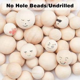 10/20/25/30/35/40mm Hardwood Balls Natural Unfinished Round Wooden Jewellery Bead for Making Bracelet Crafts DIY Wholesale No Hole