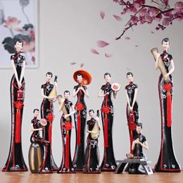 Decorative Figurines Chinese Resin Classical Cheongsam Ladies Decoration El Store Beauty Character Furnishing Crafts Home Club Statue