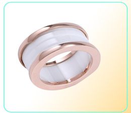 fashion titanium steel love ring silver rose gold lovers white black Ceramic couple gift color Bridal Sets Classic Spring Ring1428575