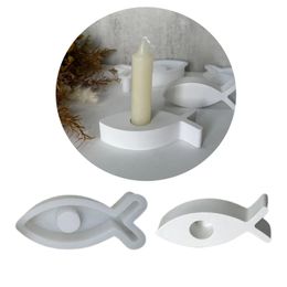 Holder Resin Moulds Fish Shape Candlestick Holder Silicone Mould Unique Animal Stand Epoxy Casting Mould DIY R3MC
