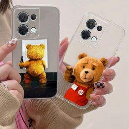 Clear Phone Case For OPPO RENO 9 8 7 6Z 6 4 3 2Z SE PRO PLUS 4G 5G Case Funda Coque Shell Cute Naughty T-Teddy Bear Couple Anime