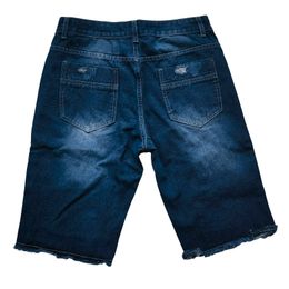 2023 Summer Denim Shorts For Men Loose Fit Hip Hop Distressed Ripped Wide Leg Men's Cropped Pants Short Jeans Oversize